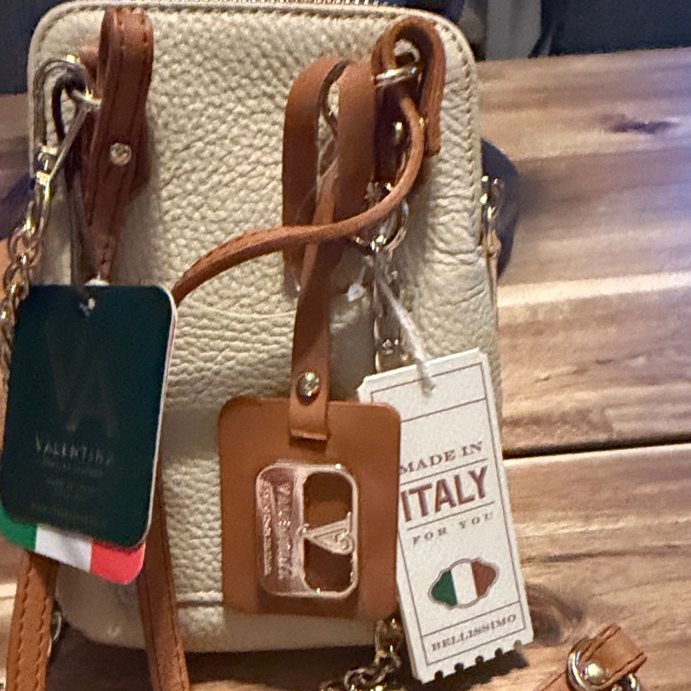 Valentina Cream and Tan Crossbody Bag - Picture 3 of 10